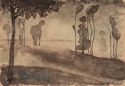Olof Sager Nelson的《风景.雾中的树木》