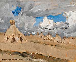 艾萨克·莱维坦的《俄罗斯风景中的草垛》