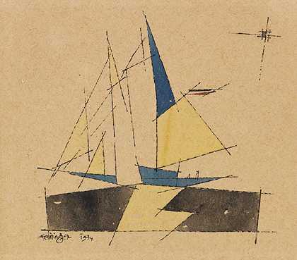 无题（帆船），1934年。-利奥尼·费宁格