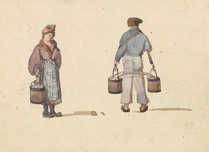 安布罗斯·波因特（Ambrose Poynter）的《巴黎生活速写：女人和男人提桶》