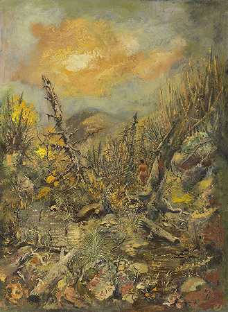 《哥特式森林与尼姆夫》，1945年。-格罗兹
