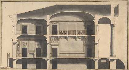 乔瓦尼·巴蒂斯塔·加利亚尼（Giovanni Battista Galliani）的《右面看到门廊的房子剖面图》