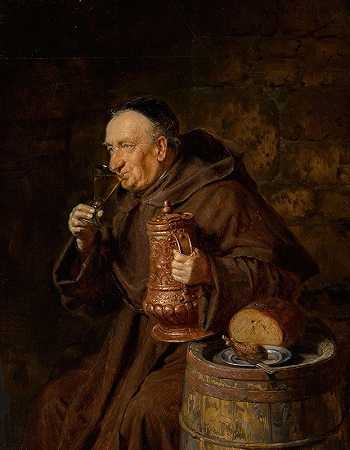 爱德华·冯·格吕茨纳的《僧侣饮酒》
