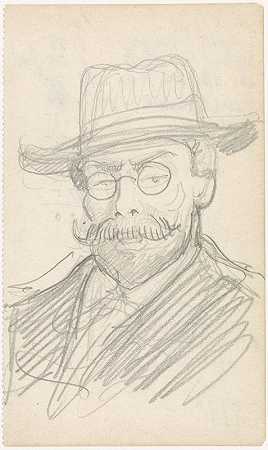 《戴着帽子和眼镜的绅士肖像》，安东·德金登著
