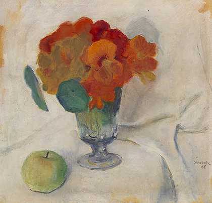 卷心菜和苹果，1908年。-奥古斯特·麦克