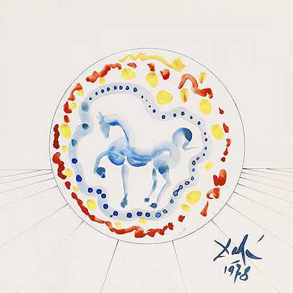 马，用于项目盘子还是盘子，1978年。-萨尔瓦多·达利