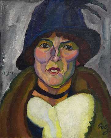 戴帽子的女人，1912/13。-汉斯·博尔茨