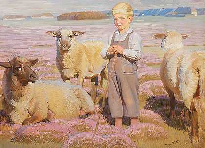 克努德·辛丁的《羊与牧童的风景》
