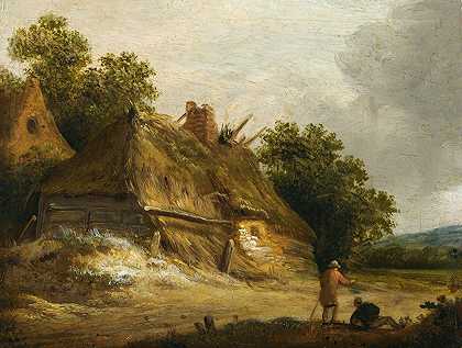 罗洛夫·扬兹·范·弗里斯（Roelof Jansz van Vries）的《三个人物在小屋前路过两个人物在别墅前路过》