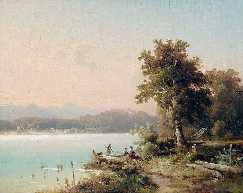 Wilhelm Lichtenheld凌晨在基姆西湖的比赛，可以看到Herrennsel河