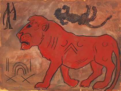 《红狮》，1995年。-A、 R.Penck（d.i.Ralf Winkler）