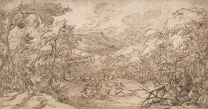 托比亚斯·韦哈赫特的《猎鹿的森林风景》