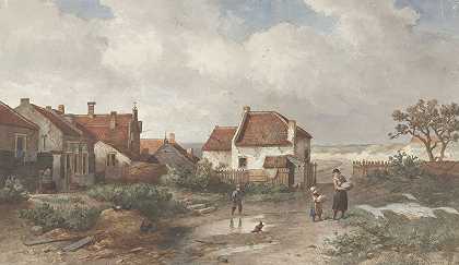 Salomon Leonardus Verveer的《沙丘村庄边缘的房子》