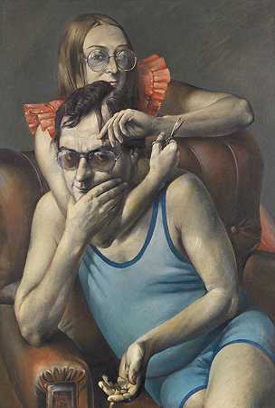 萨姆森和达利拉（安吉丽卡和延斯·克里斯蒂安·延森肖像），1976年。-哈拉尔德·杜威