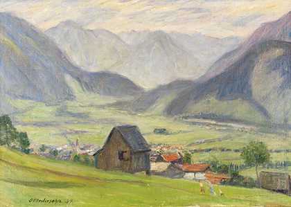 山谷风景（Hindelang），1934年。-奥托·莫德松