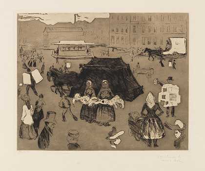 灵车。波茨坦广场，1902年。-爱德华·蒙克
