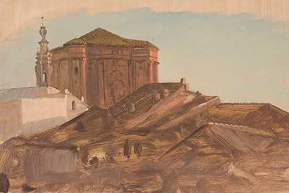 弗雷德里克·埃德温·丘奇（Frederic Edwin Church）的《罗马平西奥的安德烈亚·德莱·弗雷特（Andrea delle Fratte）附近的屋顶》