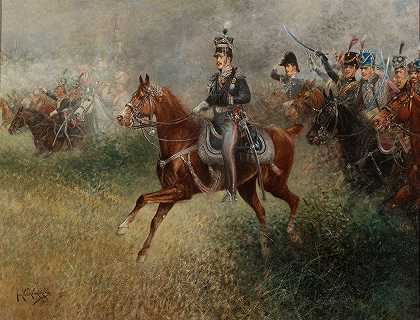“约泽夫·波尼亚托夫斯基亲王在莱比锡附近率领军队