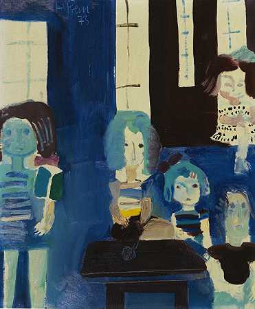 仅五个人（蓝色教室），1973年。-Prem编号