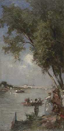 古斯塔夫·亨利·科林（Gustave Henri Colin）的《下缪顿的塞纳河》