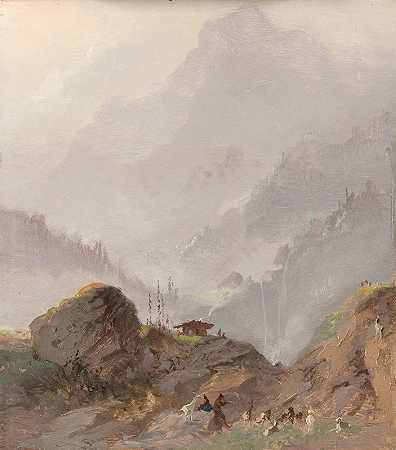 约翰内斯·塔文拉特的《蒂罗尔山风景与羚羊》
