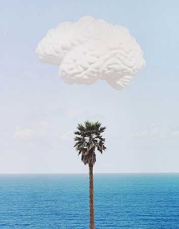脑/云（海景和棕榈树），2009年。-约翰·巴尔代萨里