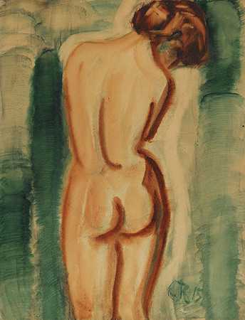 女性裸体，1915年。-克里斯蒂安·罗尔夫斯