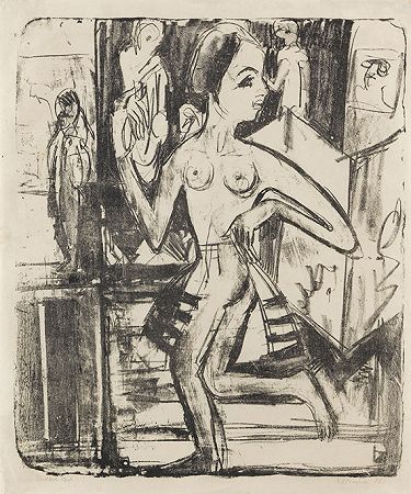 裸体舞者，1921年。-凯尔希纳