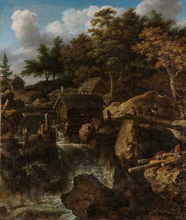 阿勒特·范·埃弗丁根的《带瀑布的瑞典风景》