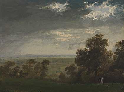 约翰·马丁的《风景，可能是怀特岛或里士满山》