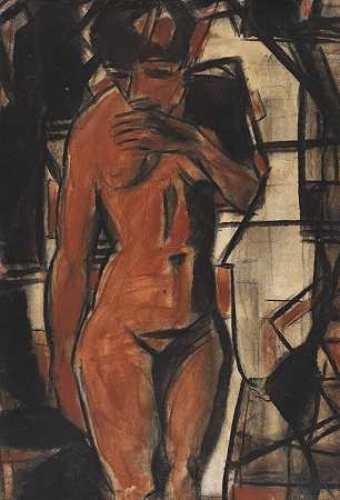 裸体站立女性，1925年。-克里斯蒂安·罗尔夫斯