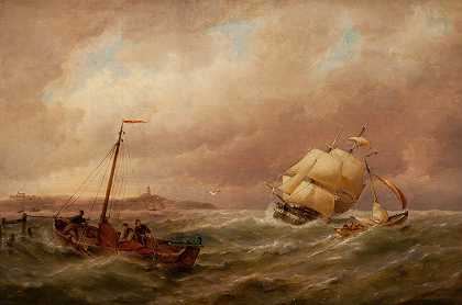 Pieter Cornelis Dommersen的《港口航运》