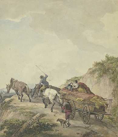 威廉·冯·科贝尔（Wilhelm von Kobell）的《山区风景中的农民汽车》