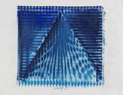 无题（蓝色金字塔），1969年。-海因茨·马克