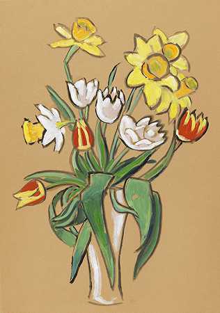 花卉静物（博坎普斯博士的花束），1955年。-加布里埃尔·明特