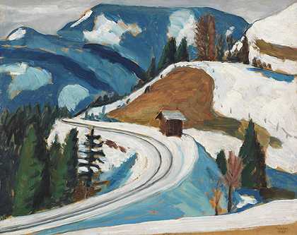 冬季道路渗透（自然研究，Berggeist Schnee站），1935年。-加布里埃尔·明特