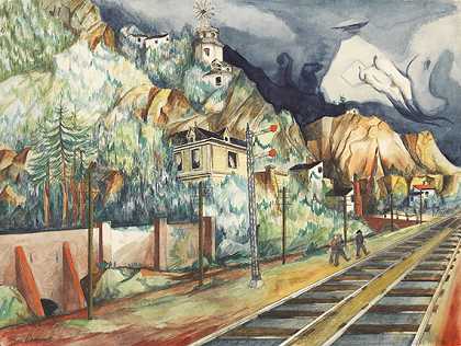 托斯德特（托斯特德）附近的风景，1923年。-弗朗茨·拉齐维尔