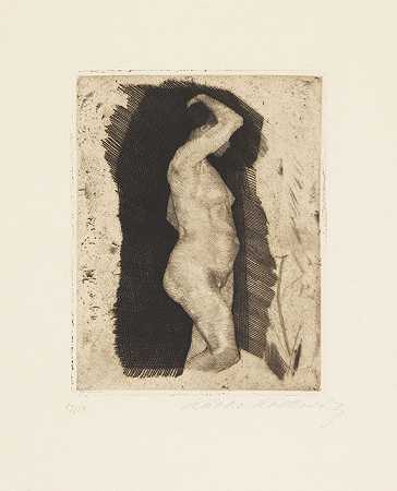 1900年裸体站立女性。-Käthe Kollwitz
