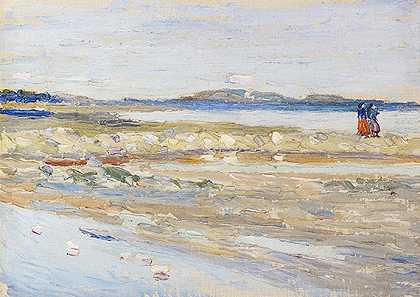 突尼斯海滩，1905年。-瓦西里·康定斯基
