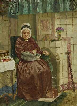 《壁炉边的老妇人》（August Allebé）