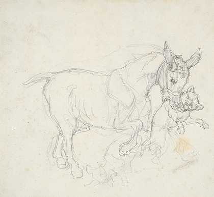 Théodore Géricault的《嘴里叼着狗的驴》
