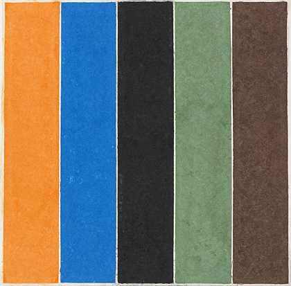 彩色纸图像XXI（橙色-蓝色-黑色-绿色-棕色），1976/77。-埃尔斯沃思·凯利