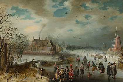 亚当·范·布伦的《在冰冻的阿姆斯特尔河上滑冰》