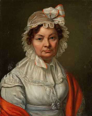 Józef Sonntag的《戴红围巾的女人的肖像》