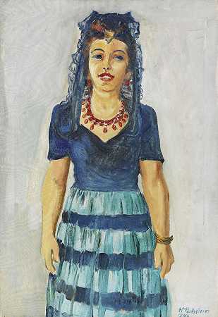 1946年，弗雷达·维尔梅尔的西班牙服装肖像。-赫尔曼·马克斯·佩赫斯坦