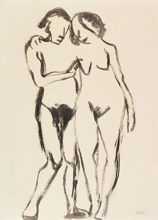 裸体夫妇，1908/1910年。-埃米尔·诺德