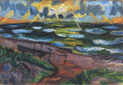 1919年波罗的海的暴风雨天气（沙浪）。-赫尔曼·马克斯·佩赫斯坦