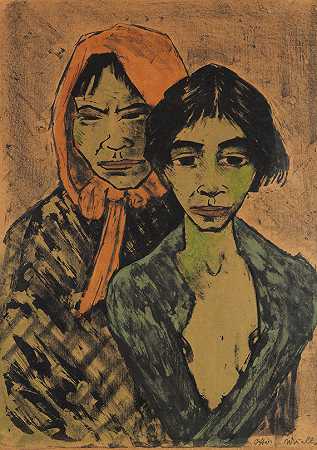 两个吉普赛人（吉普赛母女），1926年。-奥托·缪勒