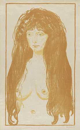 红头发绿眼睛的女人。辛，1902年。-爱德华·蒙克