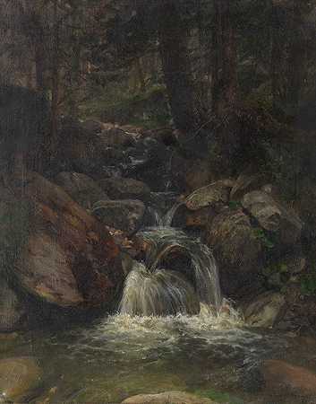 古斯塔夫·弗里德里希·帕佩里茨的《带瀑布的森林内部》